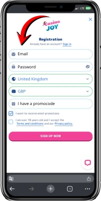 Fill form Casino Joy
